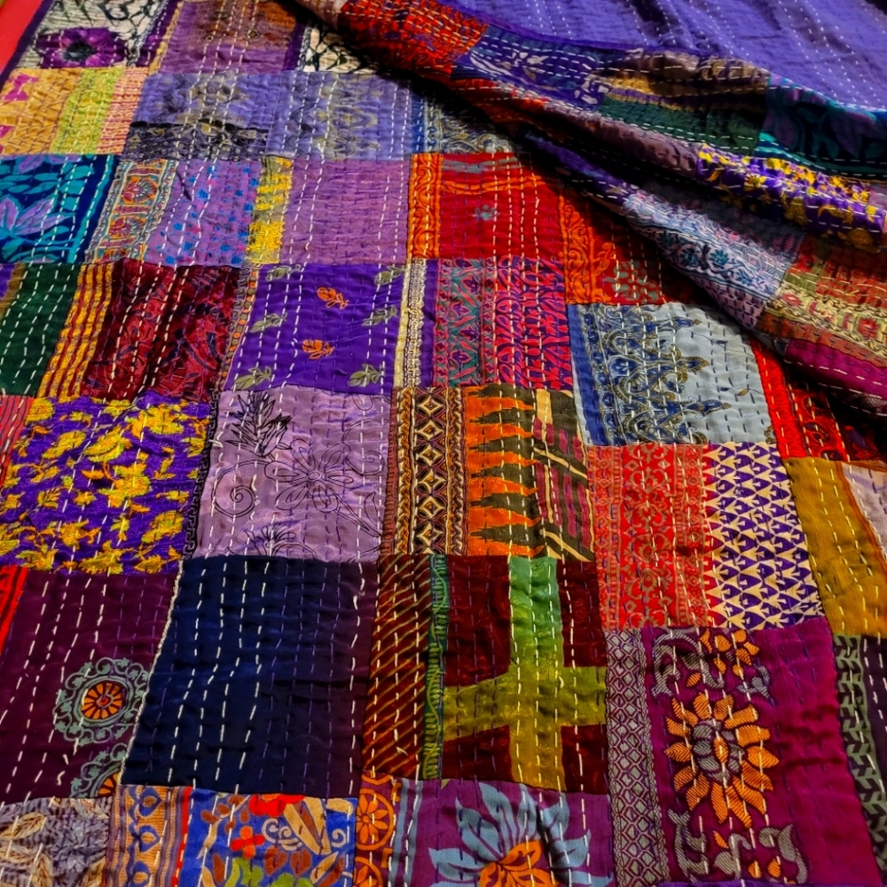 King Indian Silk Patchwork Blanket
